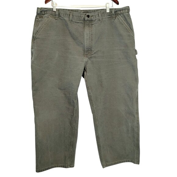 Carhartt Mens 44x30 Carpenter Pants Green B11 MOS Utility Work Dungaree Y2k - Picture 2 of 7